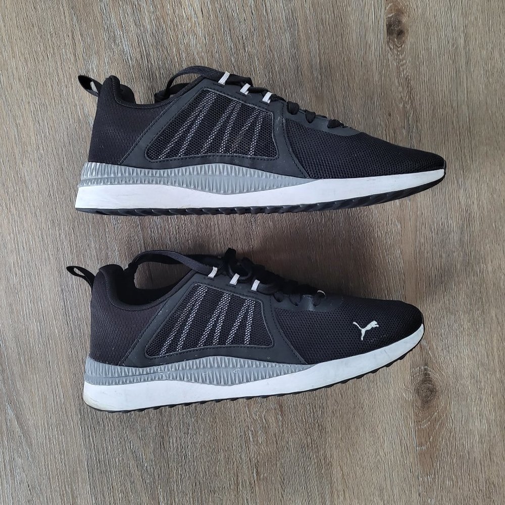 Puma Pacer Net Cage Trainers Black White Gray Size 12